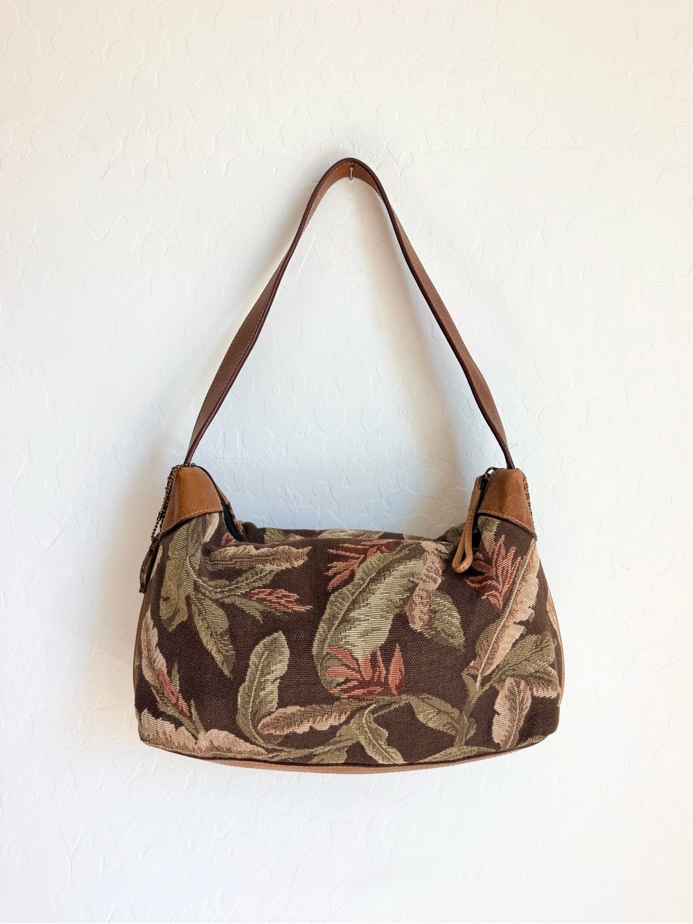 Tommy Bahama Brown Leaf-Pattern Shoulder Bag